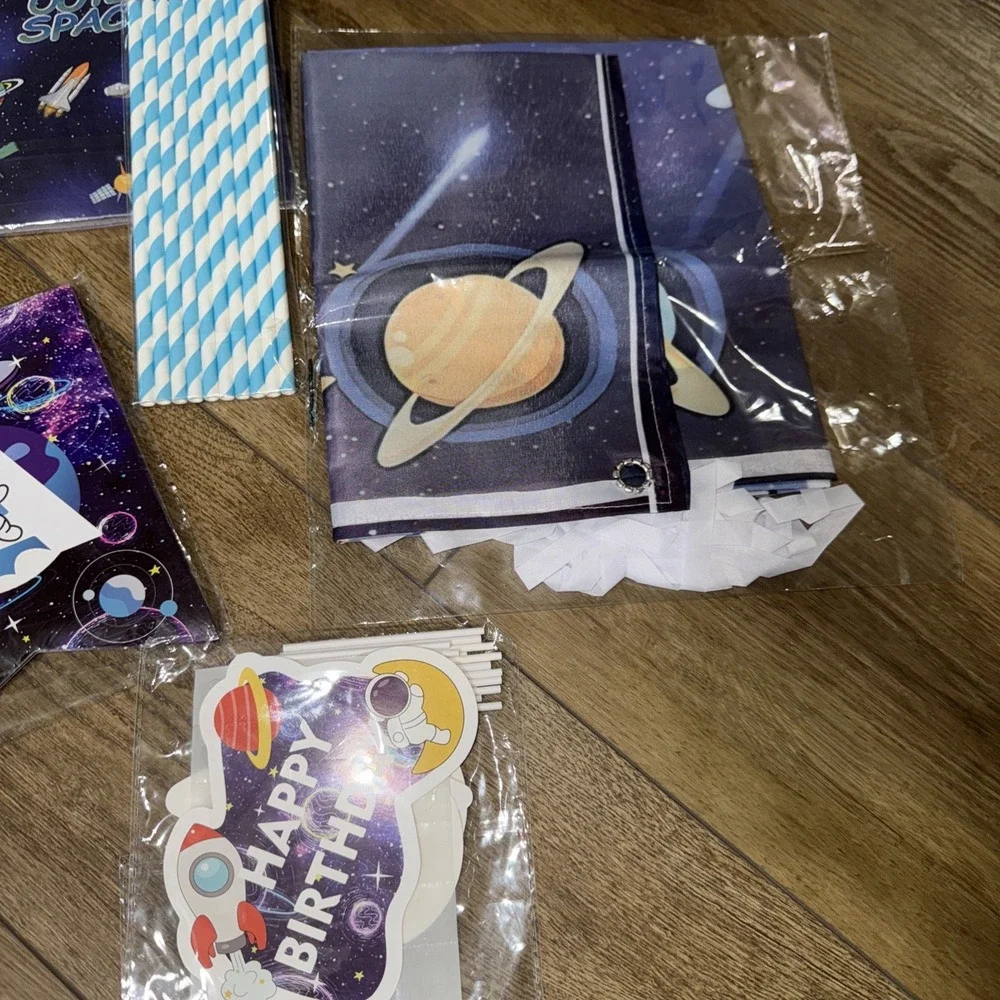 Outer Space Theme Birthday Party Decorations Happy Birthday Banner Balloons T...